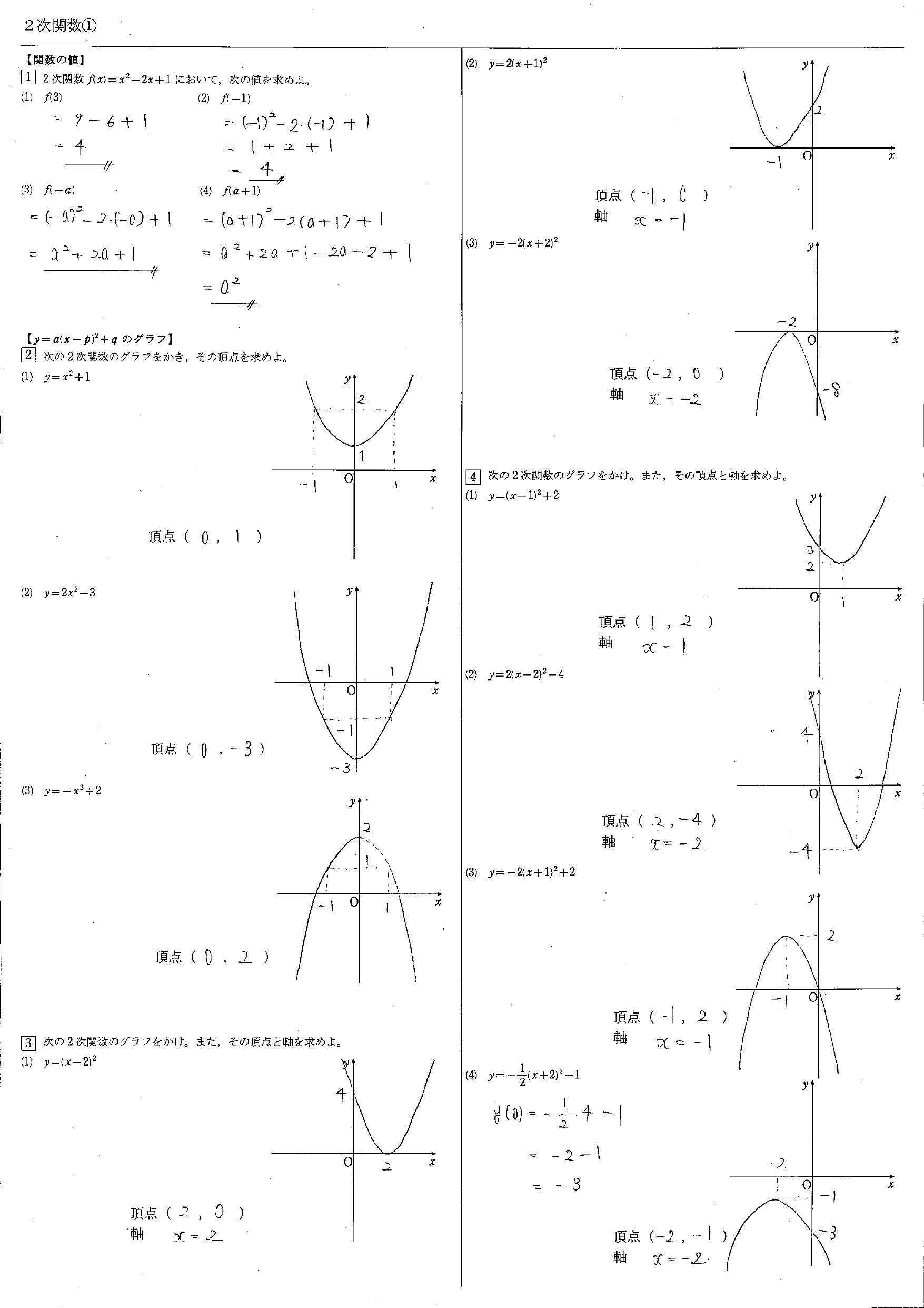 高校数学 ２次関数 教科書 問題 解答 公式 解説 学校よりわかりやすいサイト