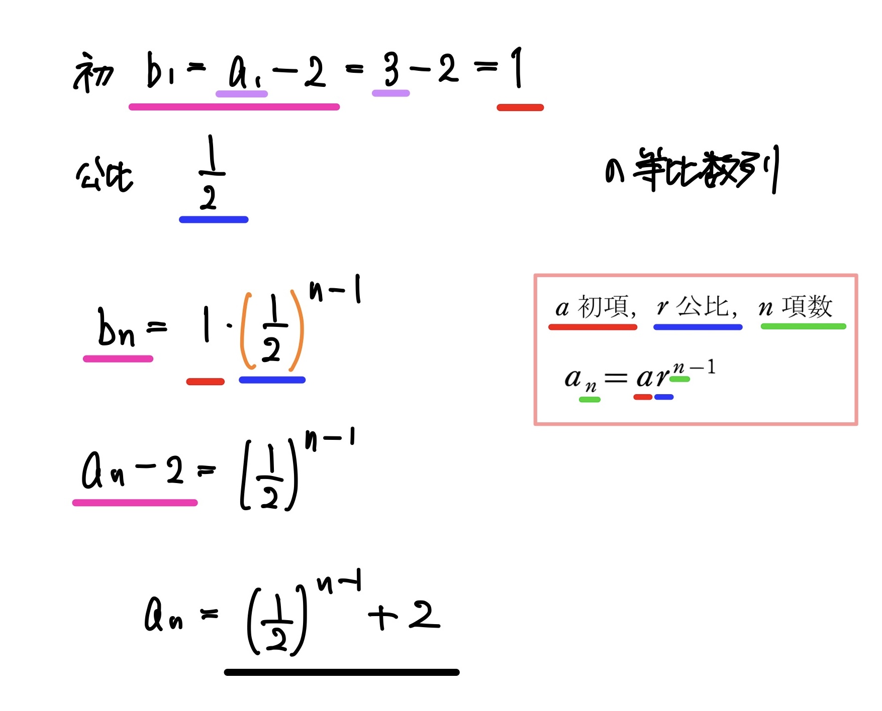 漸化式(特性方程式) 解答 4